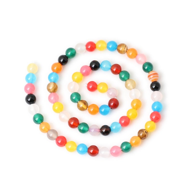 CHEAVIAN 60PCS 6mm Colorful Agate Gemstone Round Loose Beads for Jewelry Making 1 Strand 15" - Image 2